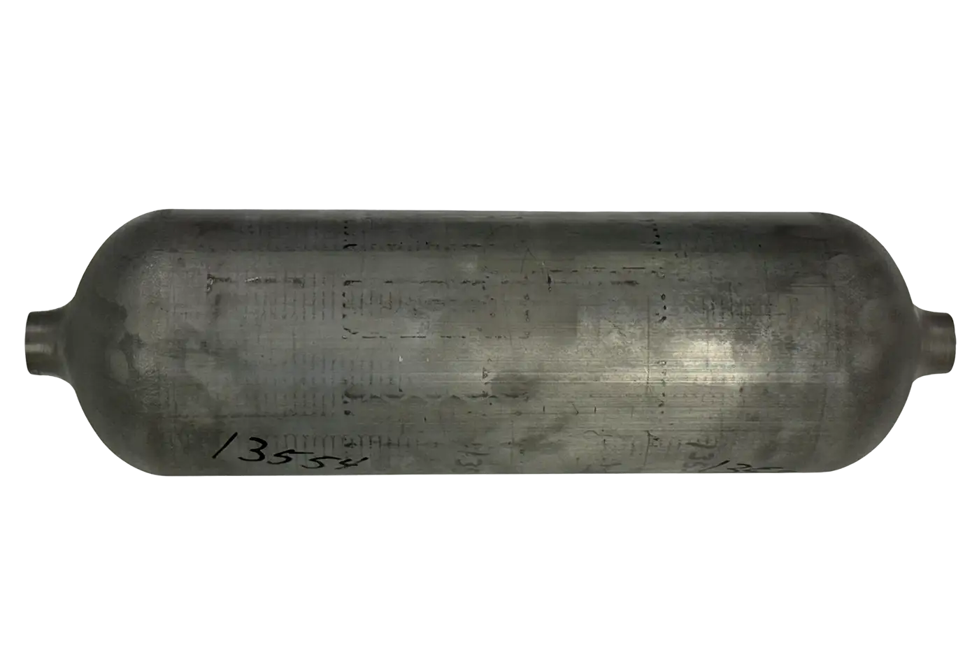 Aluminum Fiber Translation liner for STEB testing and fiber evaluation, shown with a raw metallic surface and dual-port design for small pressure vessel applications.