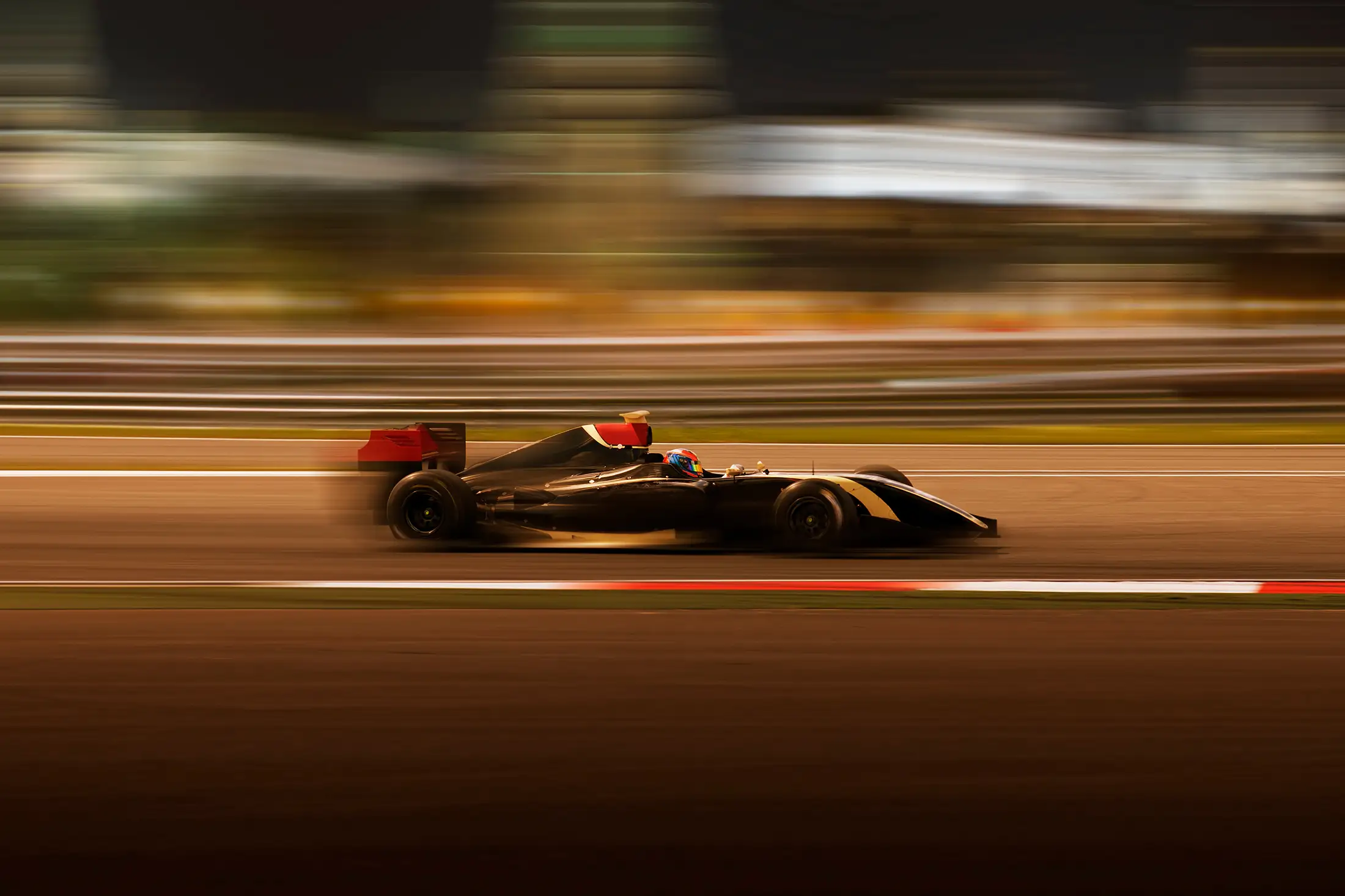 Race car racing at high speed
