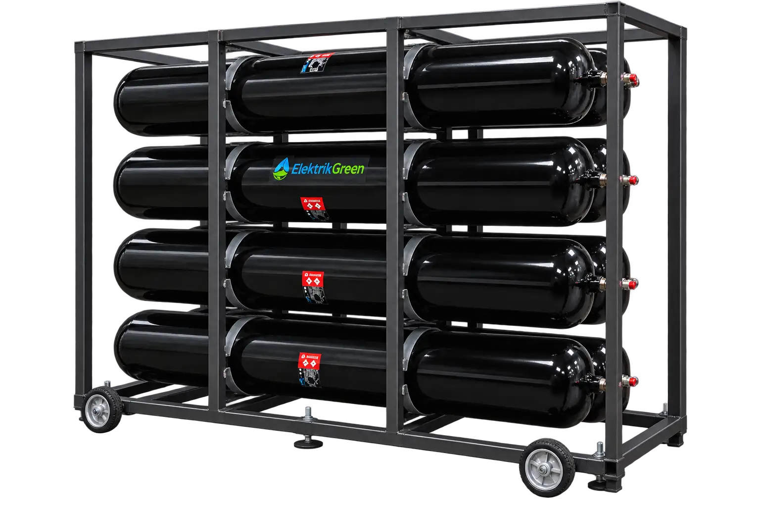 Ground-based hydrogen buffer storage rack using Steelhead pressure vessels