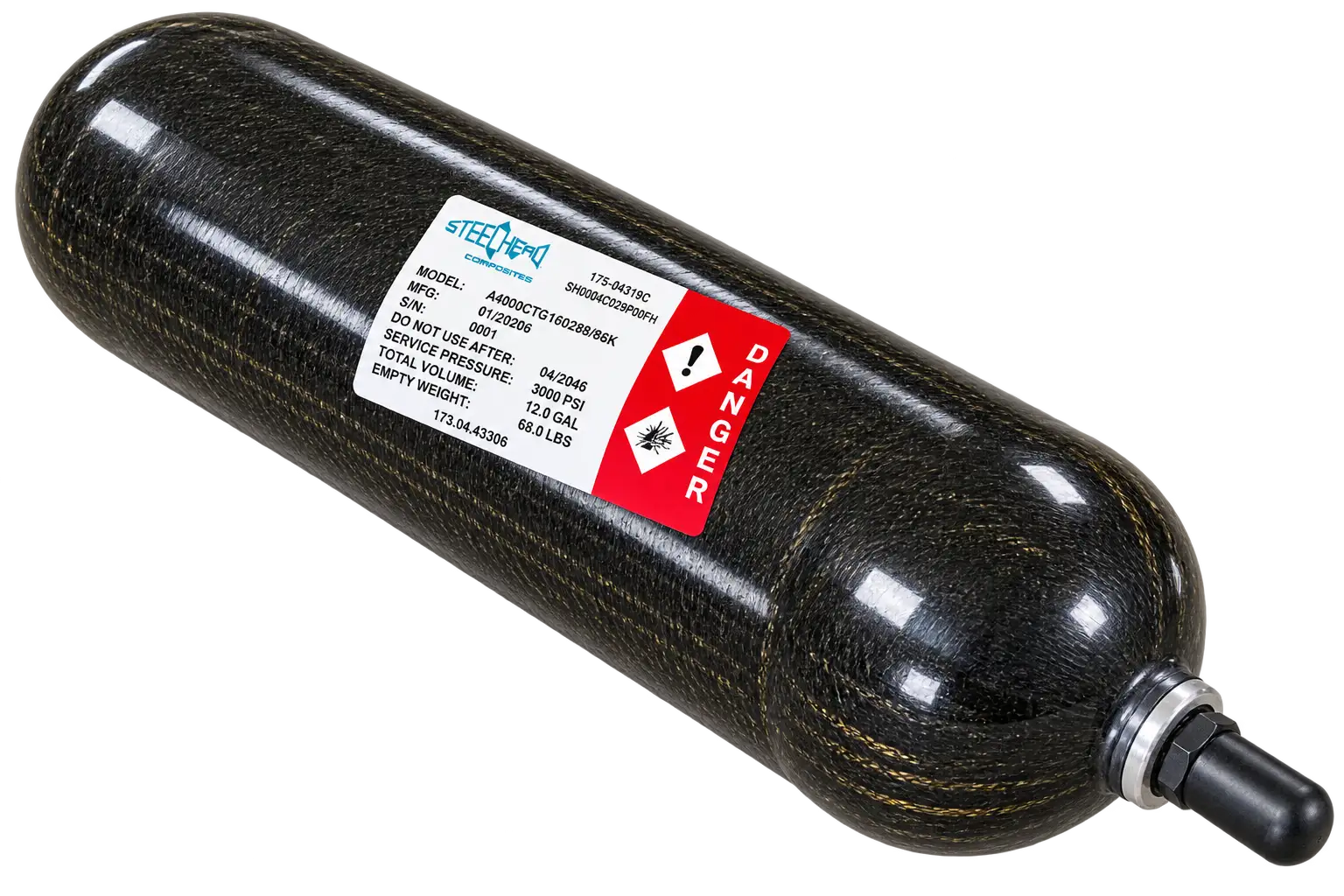 PowerMax bottom-repairable composite hydraulic bladder accumulator installed in customer equipment
